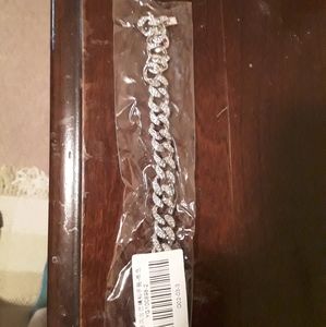 Silver Plated Solid Stainless Steel Chain Iced Out